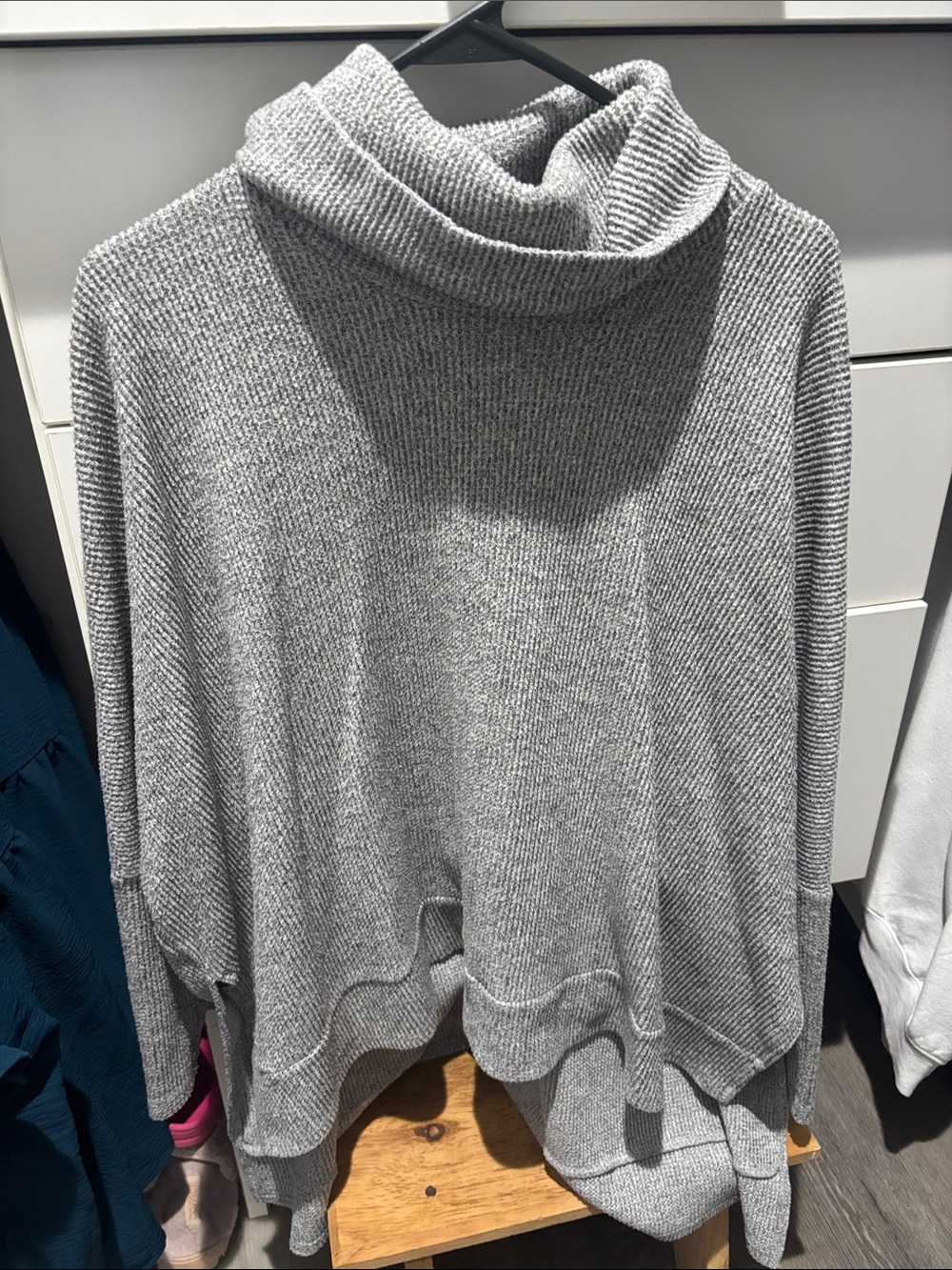 Lightweight Gray Cowl-Neck Sweater